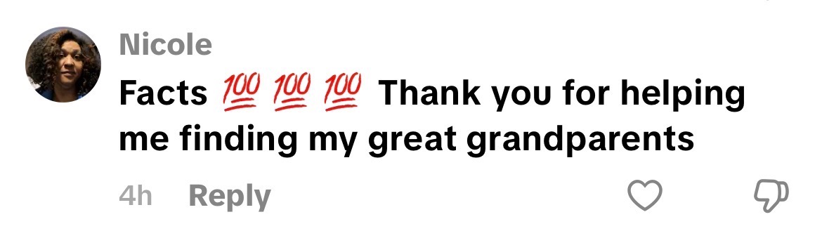 Nicole thanking Chief for helping her find her great-grandparents