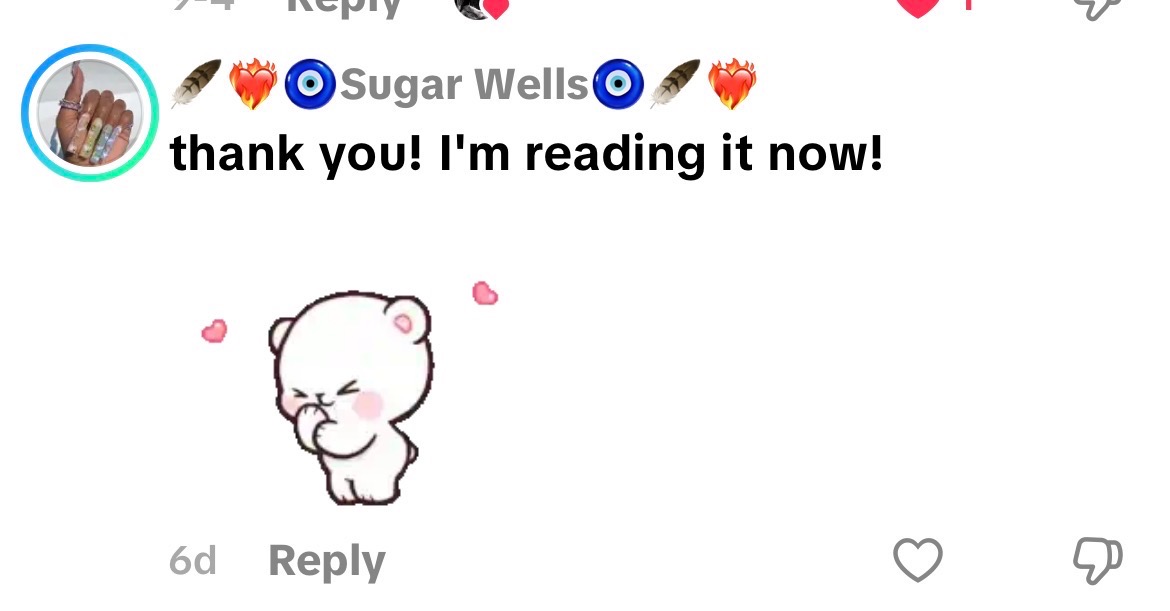 Sugar Wells saying she is reading the material now